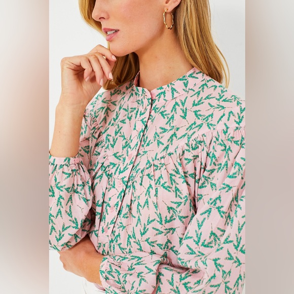 NWT The Shirt by Rochelle Behrens Pink and Green Print Logan Shirt - Picture 2 of 11